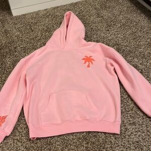 Pink palm puff hoodie- size M